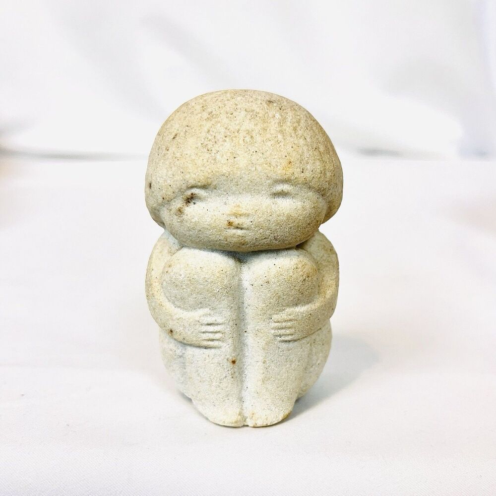 Vintage MarBell Stone Art Belgium Seated Figure Modernist Sculpture MCM